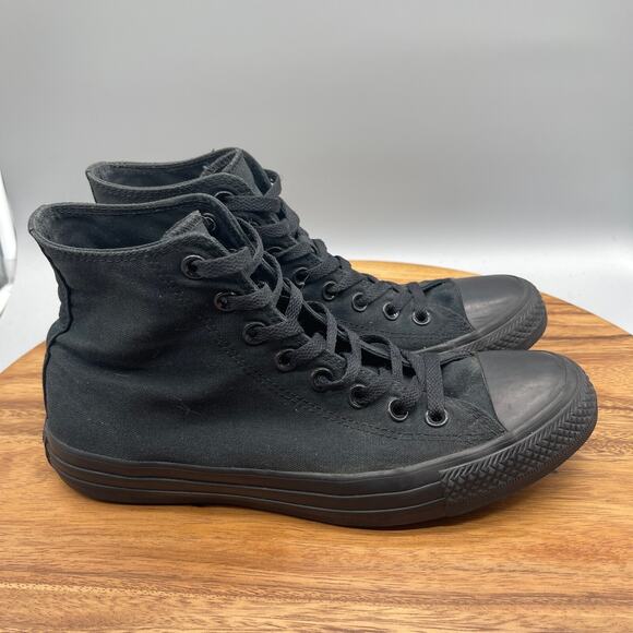 Converse All Star Chuck Taylor Hi Top Shoes Womens 10 Black Mono Canvas Sneakers - Picture 1 of 8